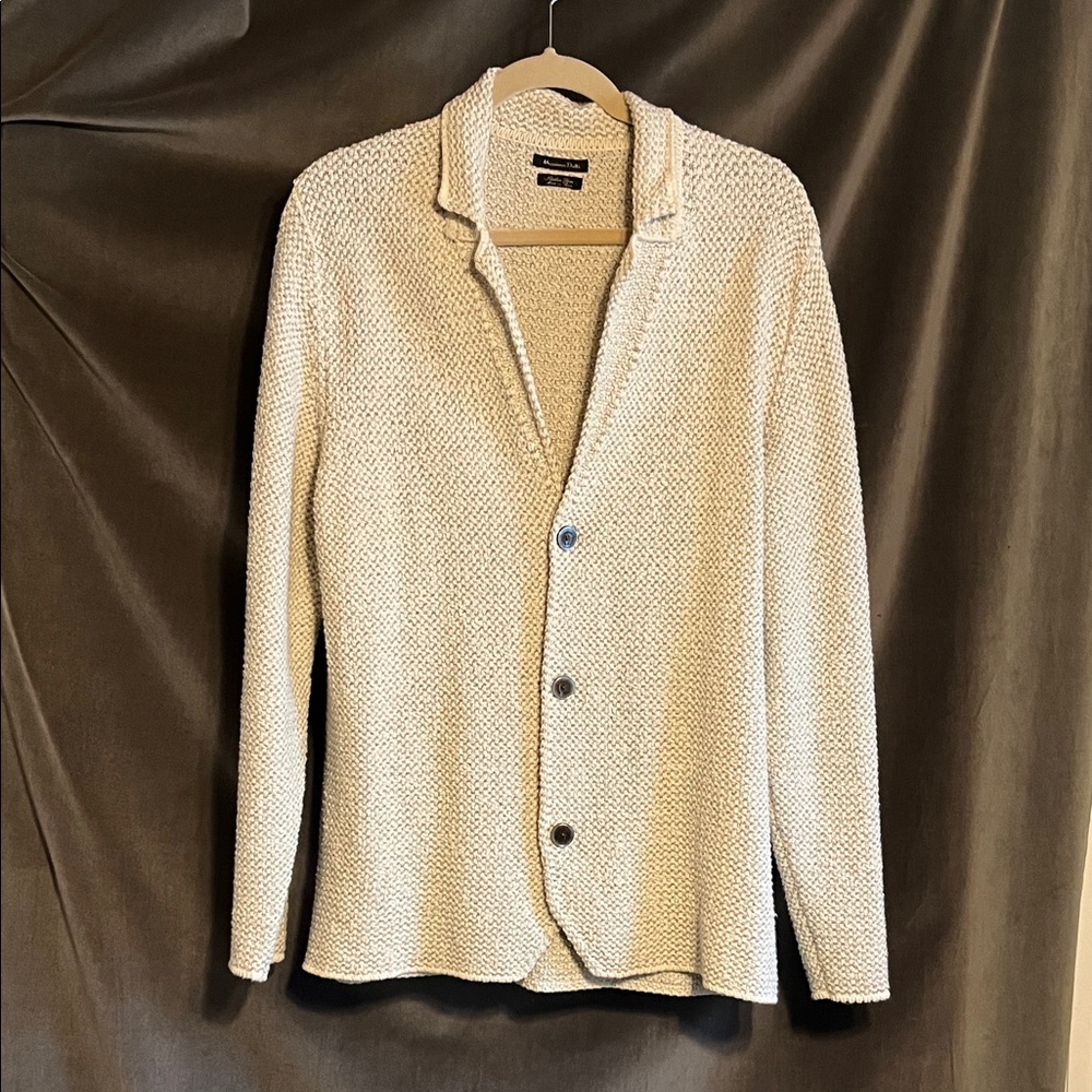 Massimo Dutti Textured Cream Cardigan